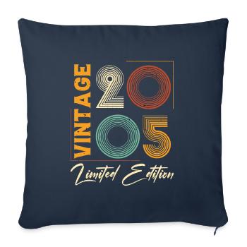 Édition Limitée 2005 Anniversaire Vintage 2005 - Housse de coussin décorative 45 x 45 cm - bleu marine - Devant