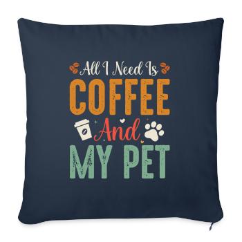 Cafetière Chien Machine Puppy Cup Grains - Housse de coussin décorative 45 x 45 cm - bleu marine - Devant