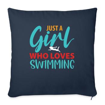 Nageur Piscine Natation Sport Natation - Housse de coussin décorative 45 x 45 cm - bleu marine - Devant
