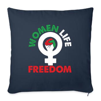 Femmes Vie Liberté Iranienne Mahsa Amini Iran - Housse de coussin décorative 45 x 45 cm - bleu marine - Devant