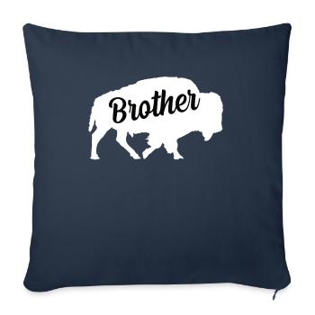 Bison Brother Beef Buffalo Zoo Father Son Farmer - Sofa pillowcase 17,3'' x 17,3'' (45 x 45 cm) - navy - Front