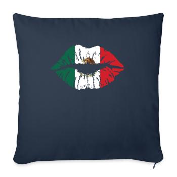 Drapeau du Mexique Cœur des Mexicains Armoiries Drapeau - Housse de coussin décorative 45 x 45 cm - bleu marine - Devant