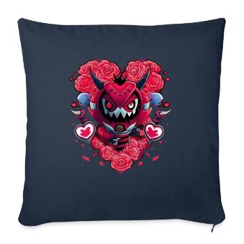 Valentinstag | Monster | Herz | Rosen | Valentine - Sofakissenbezug 45 x 45 cm - Navy - Vorne