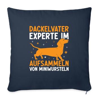 Dackelvater Experte Im Aufsammeln Von Miniwursteln - Housse de coussin décorative 45 x 45 cm - bleu marine - Devant