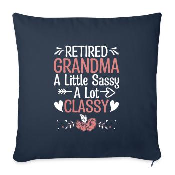 Grand-mère retraitée Pension de retraite Grand-mère Reti - Housse de coussin décorative 45 x 45 cm - bleu marine - Devant