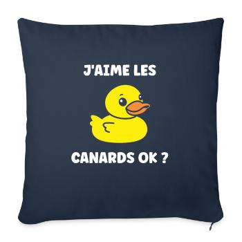 J'aime les canards - Housse de coussin décorative 45 x 45 cm - bleu marine - Devant