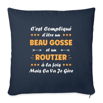 routier - Housse de coussin décorative 45 x 45 cm - bleu marine - Devant