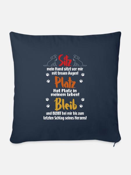 Sitz Platz Bleib Hundehalter Hunde - Sofakissenbezug 45 x 45 cm - Navy