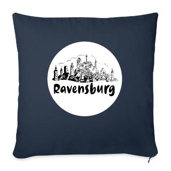 ravensburg, skyline, cercle, coupe de ciseaux, blanc - Housse de coussin décorative 45 x 45 cm - bleu marine - Devant