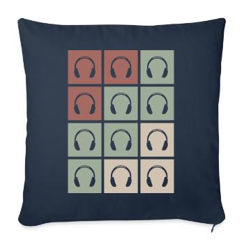 Headphone pattern music - Sofa pillowcase 17,3'' x 17,3'' (45 x 45 cm) - navy - Front