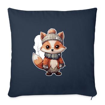 Renard dans la neige - Housse de coussin décorative 45 x 45 cm - bleu marine - Devant