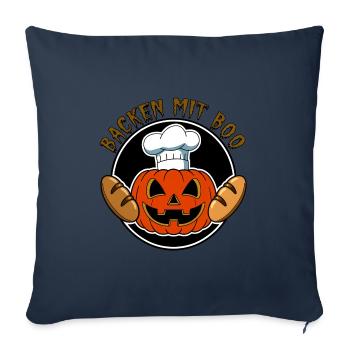 Halloweenkürbis mit Bäckermütze und Broten - Sofakissenbezug 45 x 45 cm - Navy - Vorne