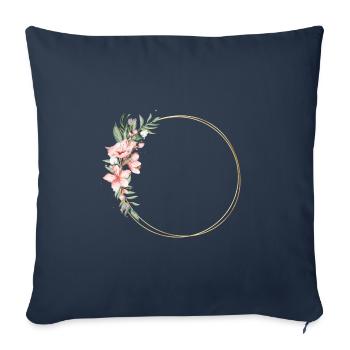 Fleurs demi-couronne personnalisable - Housse de coussin décorative 45 x 45 cm - bleu marine - Devant