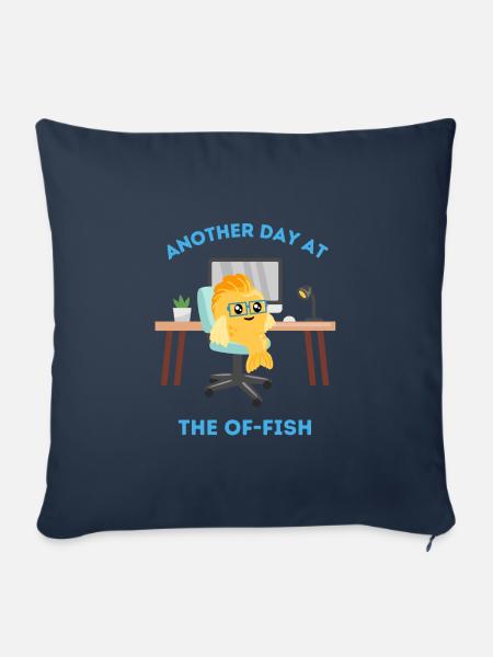 Une autre journée à l’of-fish - Housse de coussin décorative 45 x 45 cm - bleu marine