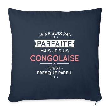 Je ne suis pas parfaite mais je suis congolaise - Housse de coussin décorative 45 x 45 cm - bleu marine - Devant