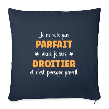 Je ne suis pas parfait mais droitier - Housse de coussin décorative 45 x 45 cm - bleu marine - Devant