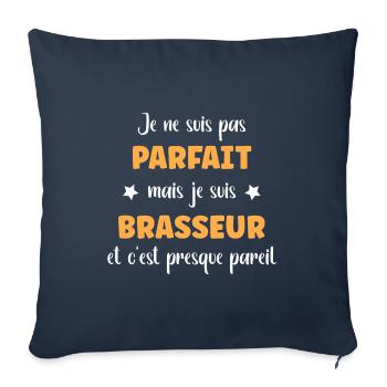 Je ne suis pas parfait mais Brasseur - Housse de coussin décorative 45 x 45 cm - bleu marine - Devant