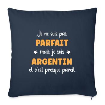 Je ne suis pas parfait mais Argentin - Housse de coussin décorative 45 x 45 cm - bleu marine - Devant