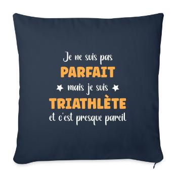 Parfait triathlète - Housse de coussin décorative 45 x 45 cm - bleu marine - Devant