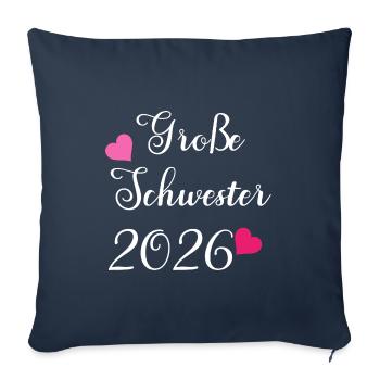 Große Schwester 2026 Herzmotiv - Sofakissenbezug 45 x 45 cm - Navy - Vorne