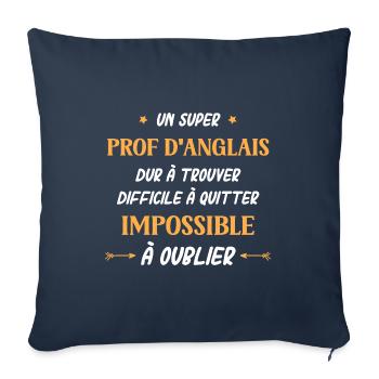 Super prof d'anglais - Housse de coussin décorative 45 x 45 cm - bleu marine - Devant