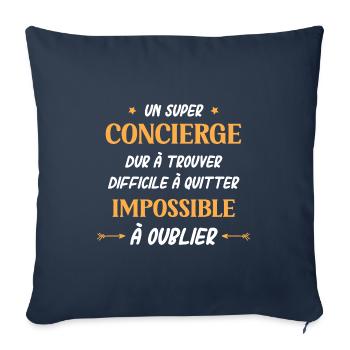 Super concierge - Housse de coussin décorative 45 x 45 cm - bleu marine - Devant