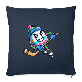 Oeuf de Pâques design de hockey sur glace pour les joueurs de hockey sur glace et - Housse de coussin décorative 45 x 45 cm - bleu marine - Devant