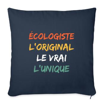 Humour écologiste - Housse de coussin décorative 45 x 45 cm - bleu marine - Devant