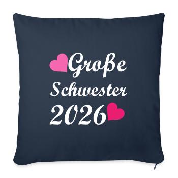 Große Schwester 2026 Wundervolles Herzmotiv - Sofakissenbezug 45 x 45 cm - Navy - Vorne