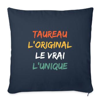 Taureau - Housse de coussin décorative 45 x 45 cm - bleu marine - Devant