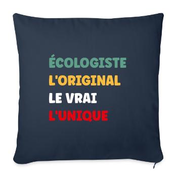 Humour écologiste - Housse de coussin décorative 45 x 45 cm - bleu marine - Devant