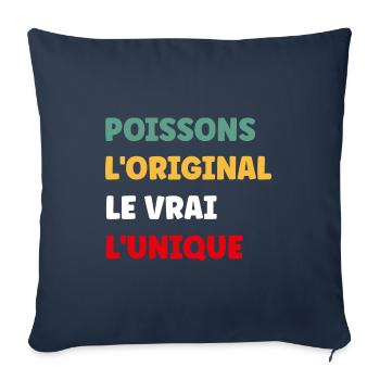 poissons - Housse de coussin décorative 45 x 45 cm - bleu marine - Devant