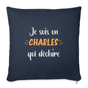 Charles - Housse de coussin décorative 45 x 45 cm - bleu marine - Devant