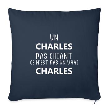 Charles - Housse de coussin décorative 45 x 45 cm - bleu marine - Devant
