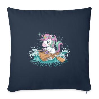 Un pédalo licorne - Housse de coussin décorative 45 x 45 cm - bleu marine - Devant