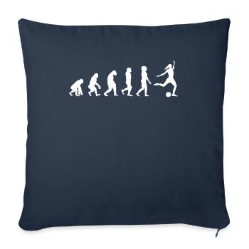Évolution femmes football footballeur femmes filles - Housse de coussin décorative 45 x 45 cm - bleu marine - Devant