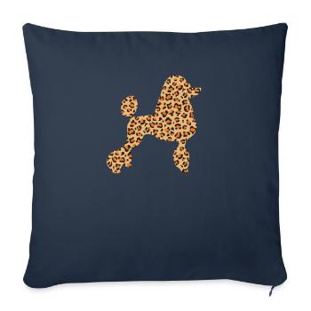 Mignon Lepard-peau-caniche-chien-amoureux - Housse de coussin décorative 45 x 45 cm - bleu marine - Devant