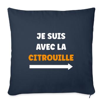 je suis avec la citrouille - Housse de coussin décorative 45 x 45 cm - bleu marine - Devant