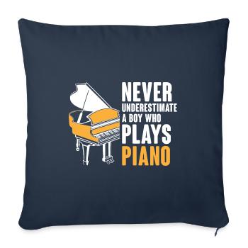 Ne sous-estimez jamais un garçon qui joue du piano musicien - Housse de coussin décorative 45 x 45 cm - bleu marine - Devant