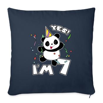7th Birthday Panda Party Yes I'm 7 Years Old Gift - Sofa pillowcase 17,3'' x 17,3'' (45 x 45 cm) - navy - Front