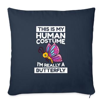 C’est mon costume humain, je suis vraiment un papillon - Housse de coussin décorative 45 x 45 cm - bleu marine - Devant