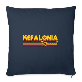 Céphalonie : design rétro estival - Housse de coussin décorative 45 x 45 cm - bleu marine - Devant