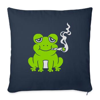 Weed Joint Frog Stoned - Housse de coussin décorative 45 x 45 cm - bleu marine - Devant