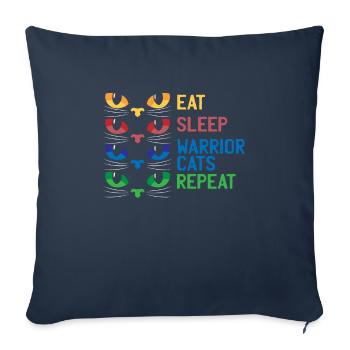 Cadeau de Jeu Des Chats Eat Sleep Warrior Repeat - Housse de coussin décorative 45 x 45 cm - bleu marine - Devant