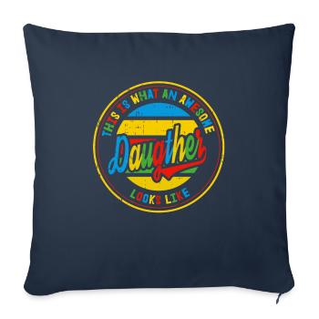 Meilleure fille qui ressemble à un cadeau rétro familial - Housse de coussin décorative 45 x 45 cm - bleu marine - Devant