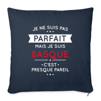 Je ne suis pas parfait mais je suis Basque - Housse de coussin décorative 45 x 45 cm - bleu marine - Devant