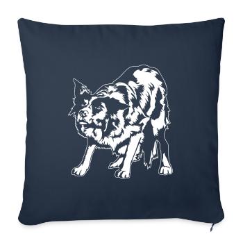 Border Collie Portrait Chiens Chiens de troupeau Wilsigns - Housse de coussin décorative 45 x 45 cm - bleu marine - Devant