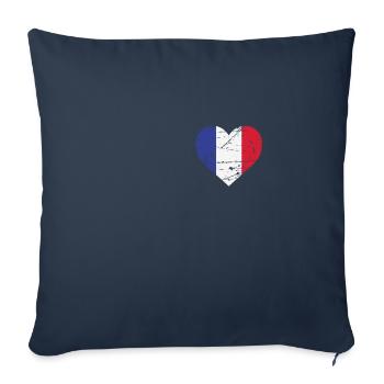France Heart Flag France Patriot Fan - Sofa pillowcase 17,3'' x 17,3'' (45 x 45 cm) - navy - Front