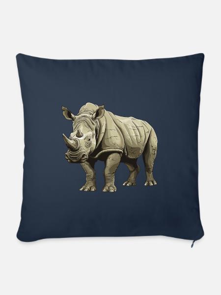 Nashorn Tier - Sofakissenbezug 45 x 45 cm - Navy