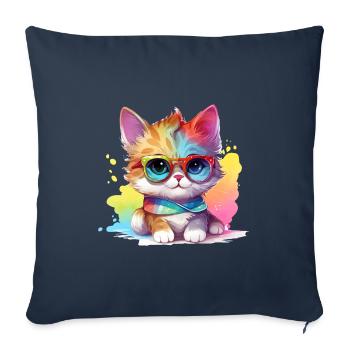 Cadeau mignon pour les fans de bébé chat pour enfants et chats - Housse de coussin décorative 45 x 45 cm - bleu marine - Devant